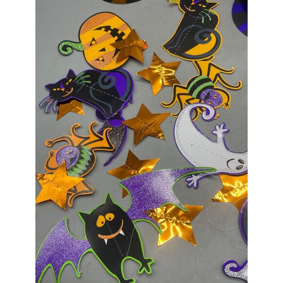 Halloween decoration set of 10 spiral handing bats pumpkin ghosts orange READ - Picture 2 of 6